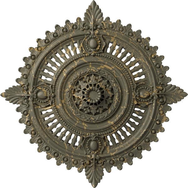 Ekena Millwork Haylynn Ceiling Medallion (Canopies up to 1 1/4"), 29 1/8"OD x 1 1/4"ID x 4"P, Witch Hazel Crackle CM29HYWHC - main